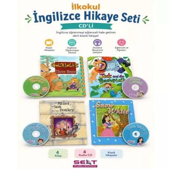 İlkokul İngilizce Hikâye Seti CD’li (4 Kitap) | Selt Publishing