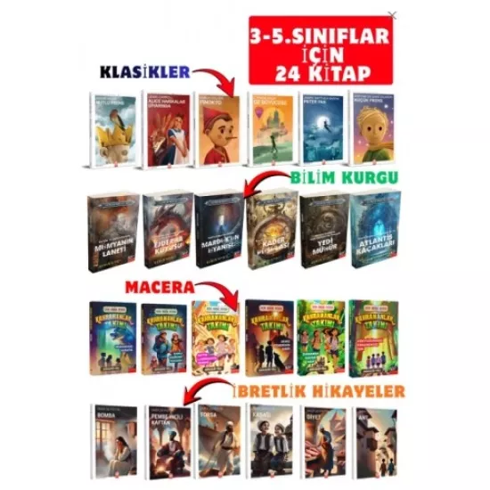 Çocuklara Klasikler ve Macera Seti 24 Kitap